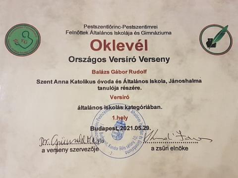 Első helyezés országos versenyen